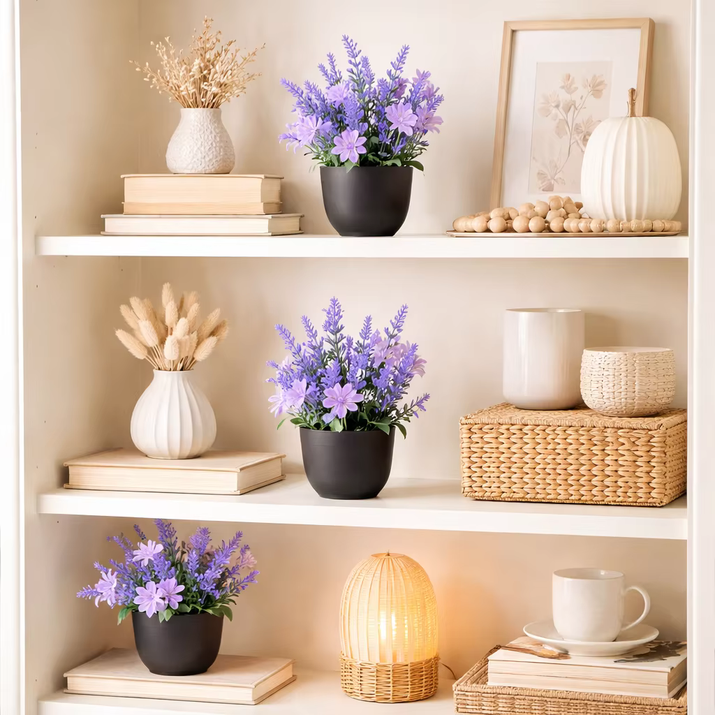 Plantes artificielles de lavande en pot