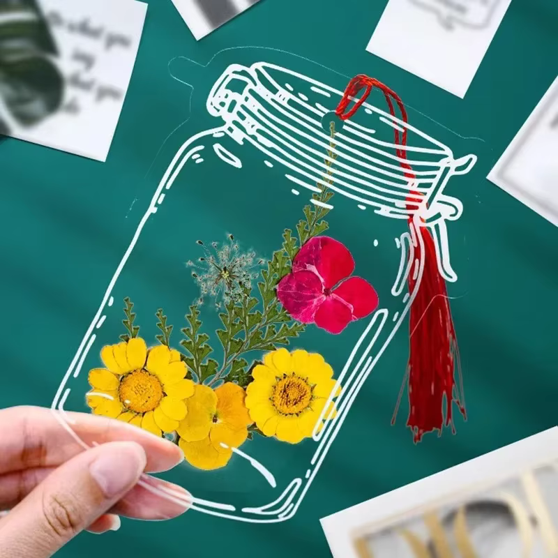 Signets de fleurs séchées transparentes pour étudiants