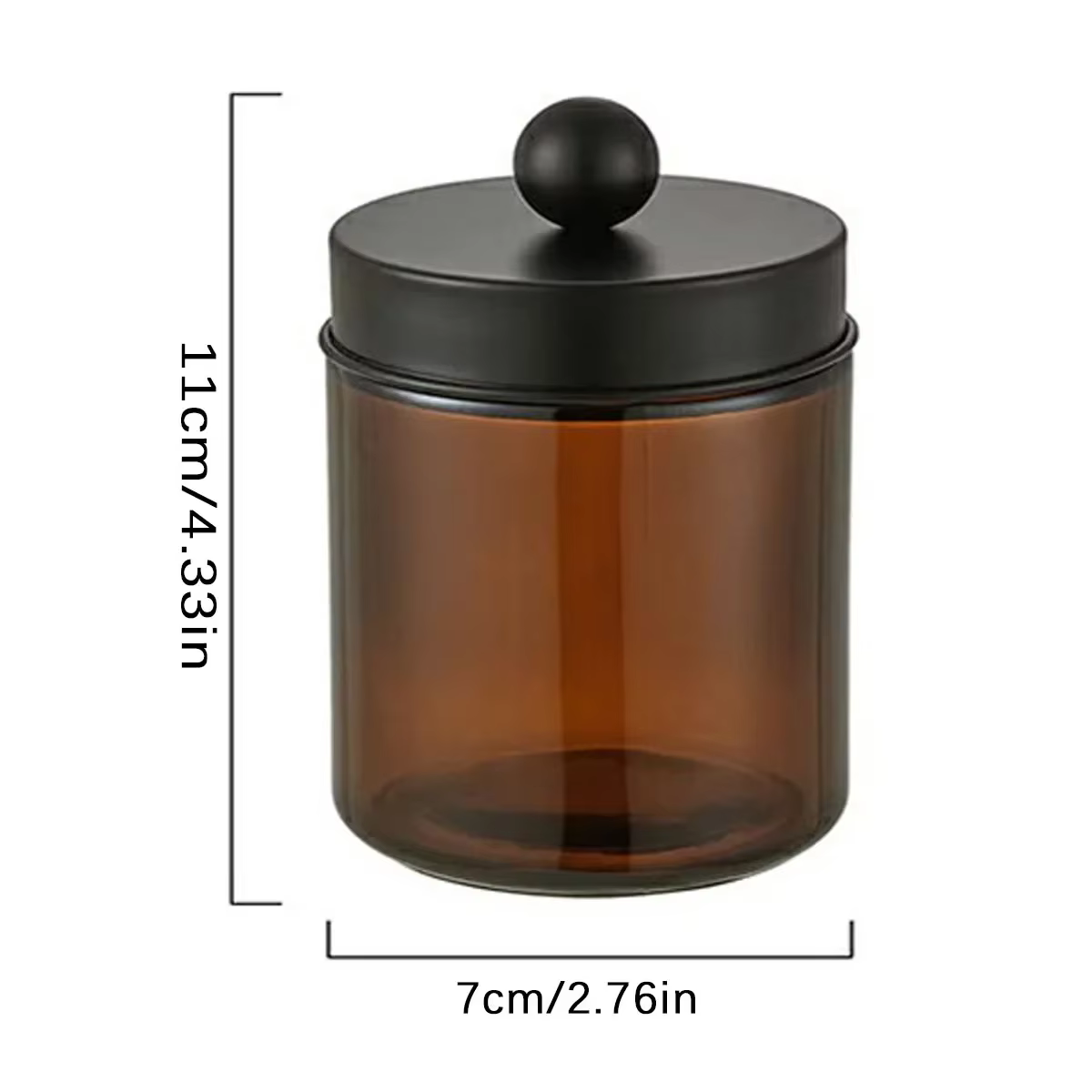 Pots d'apothicaire distributrice 1 pièce, pot de salle de bain, support noir, boîte de rangement en verre pour boule de coton, boîte de coton-tige