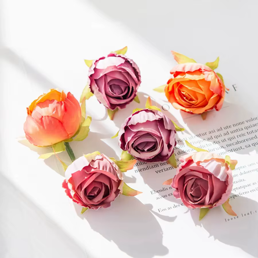 Fleurs artificielles bourgeons de thé pour mariage décoratif festival couronnes décorations pour la maison bricolage cadeaux boîte artisanat soie Rose accessoires