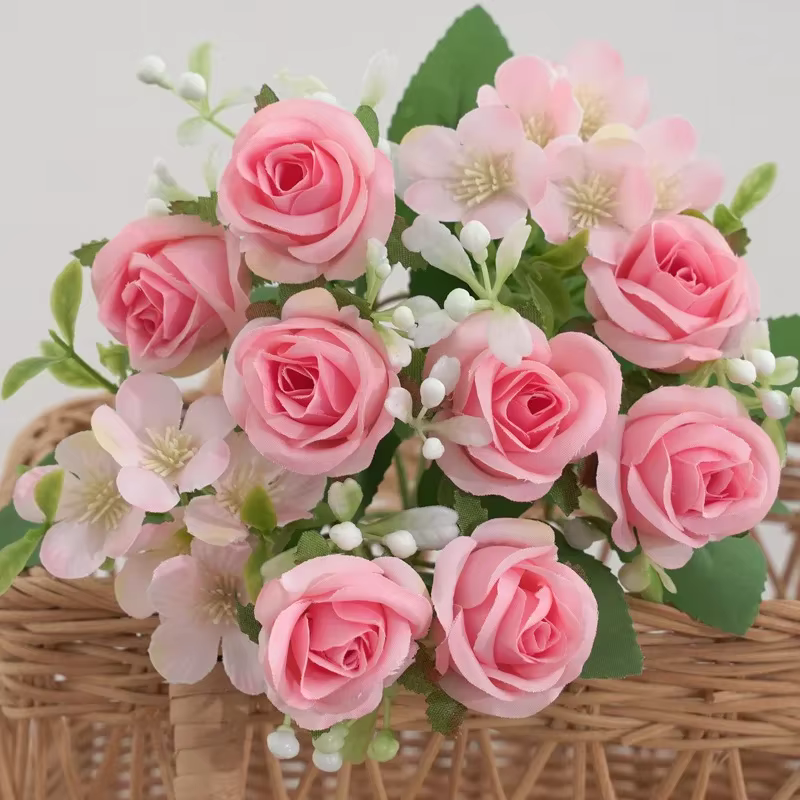 Simulation d'aloès vert fleurs 8 têtes Elsa petit Bouquet de roses décoration de mariage fausse fleur