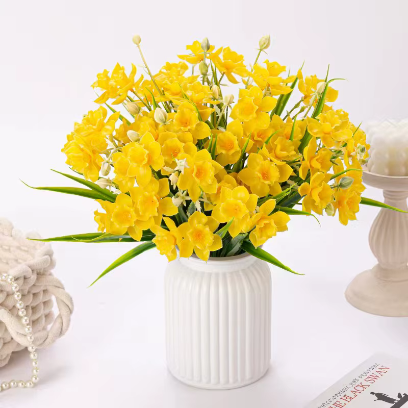 Fleurs artificielles Narcisse en soie pour bouquet de mariée