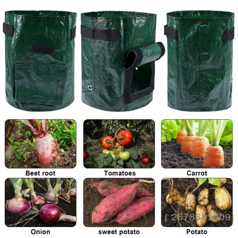 ⚑ Sac de plantation de jardin, avec poignées, 3/5/7/10 gallons, outils de jardin de haute qualité, sac de plantation en PE pour légumes, tomates, pommes de terre, fleurs