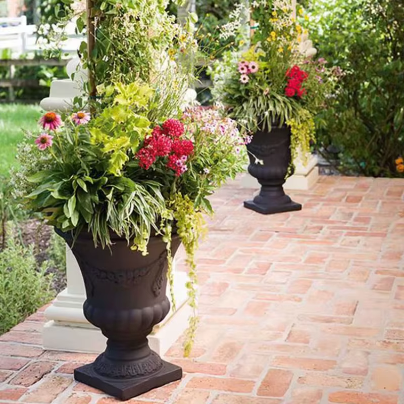 Pot de fleur artisanal en métal, décoration de jardin extérieur, en fonte