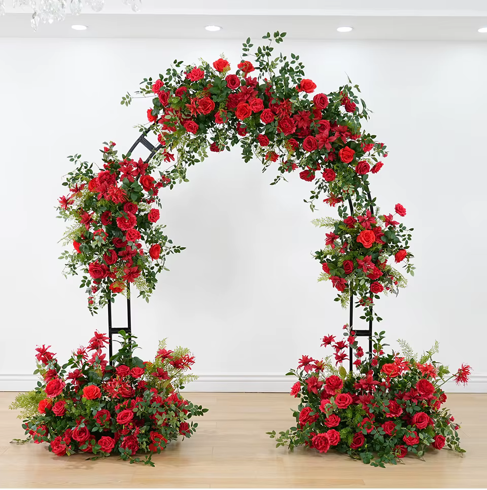 Mori vert Rose Rose accrocher fleur rangée mariage toile de fond arc décor allée sol Floral événement fête accessoires fenêtres affichage C8922