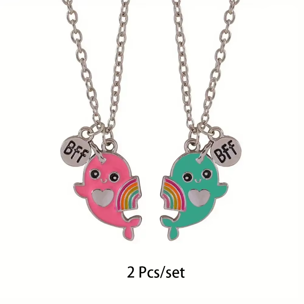 2 pièces/ensemble meilleur ami collier créatif pentagramme pendentif alliage accessoires amitié collier meilleur ami alliage pendentif