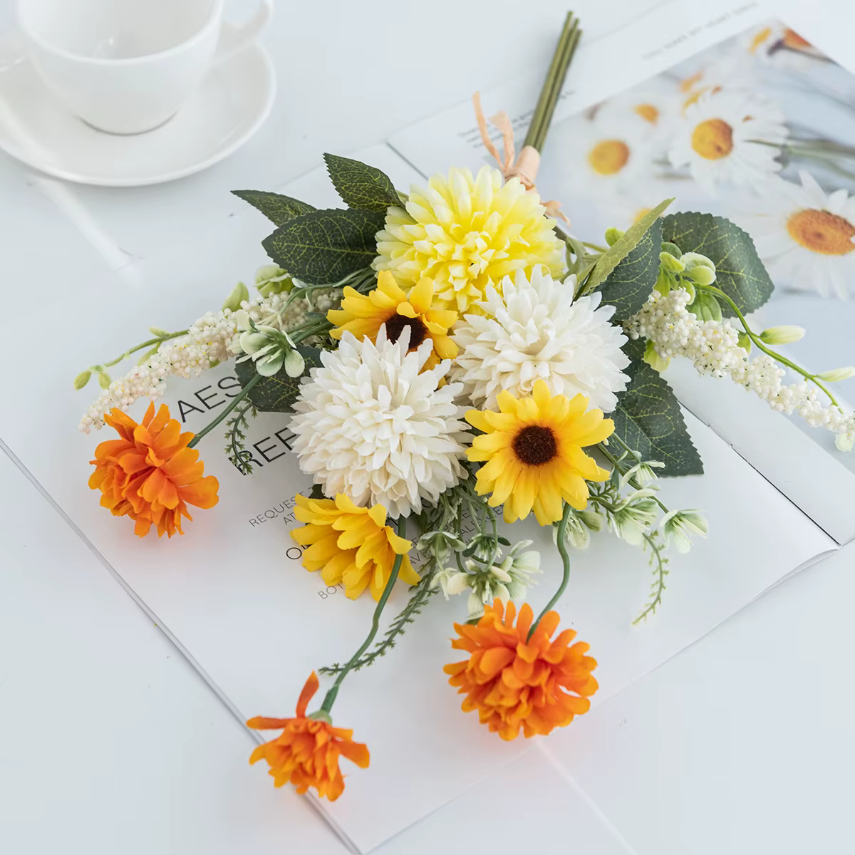 Fleur artificielle en soie Bulbou Chrysanthème Herbe à bulles pour Festival