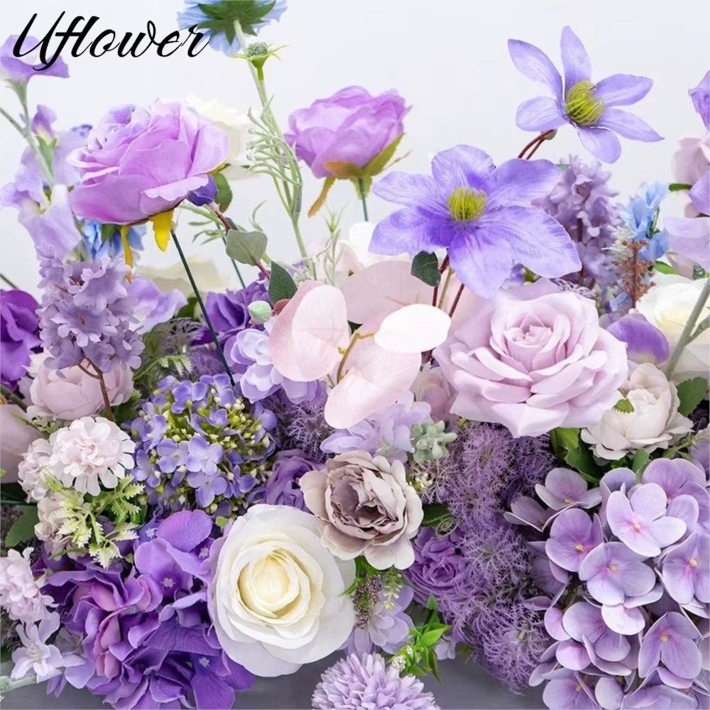 Uflower 200 cm luxe Rose fleur artificielle rangée Table pièce maîtresse mariage toile de fond fleurs mur Arches décor fête scène florale