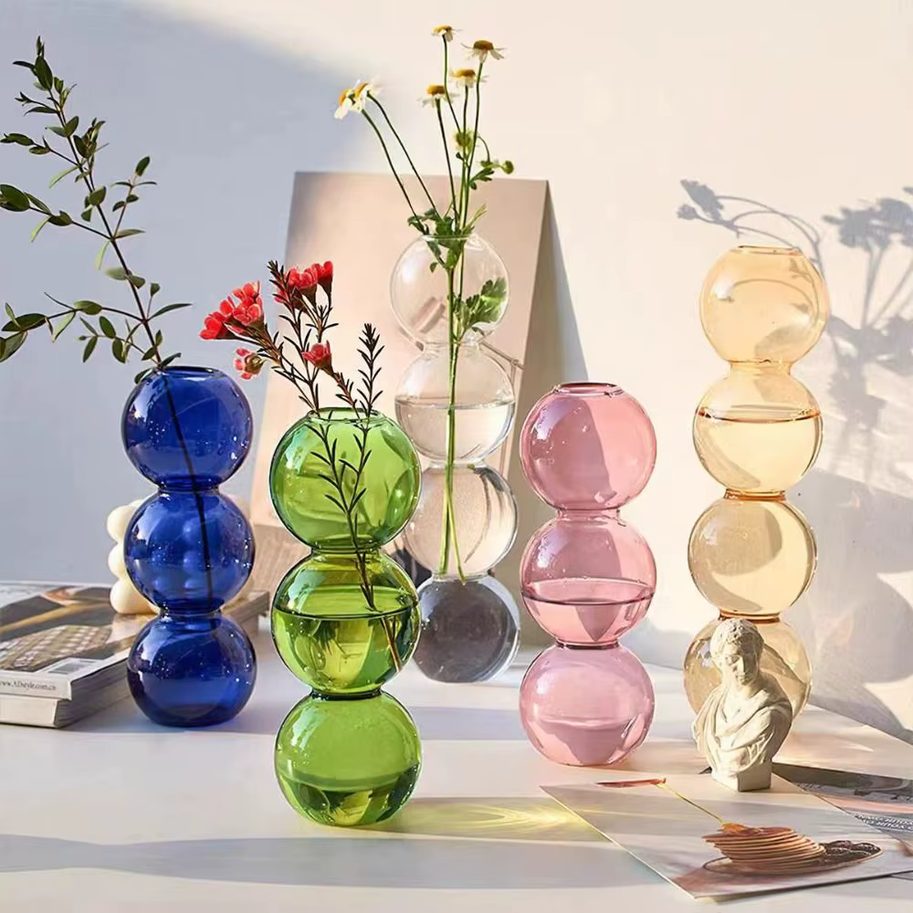 Vase à fleurs hydroponique en verre pour salle à manger
