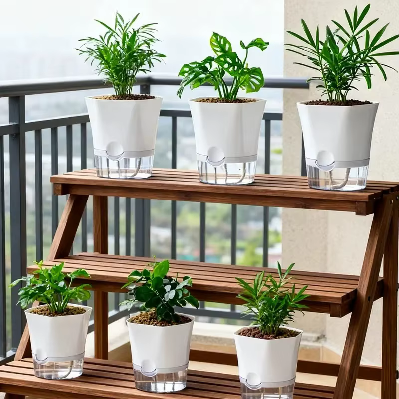 1/5 pièces Pot de fleurs auto-arrosant transparent