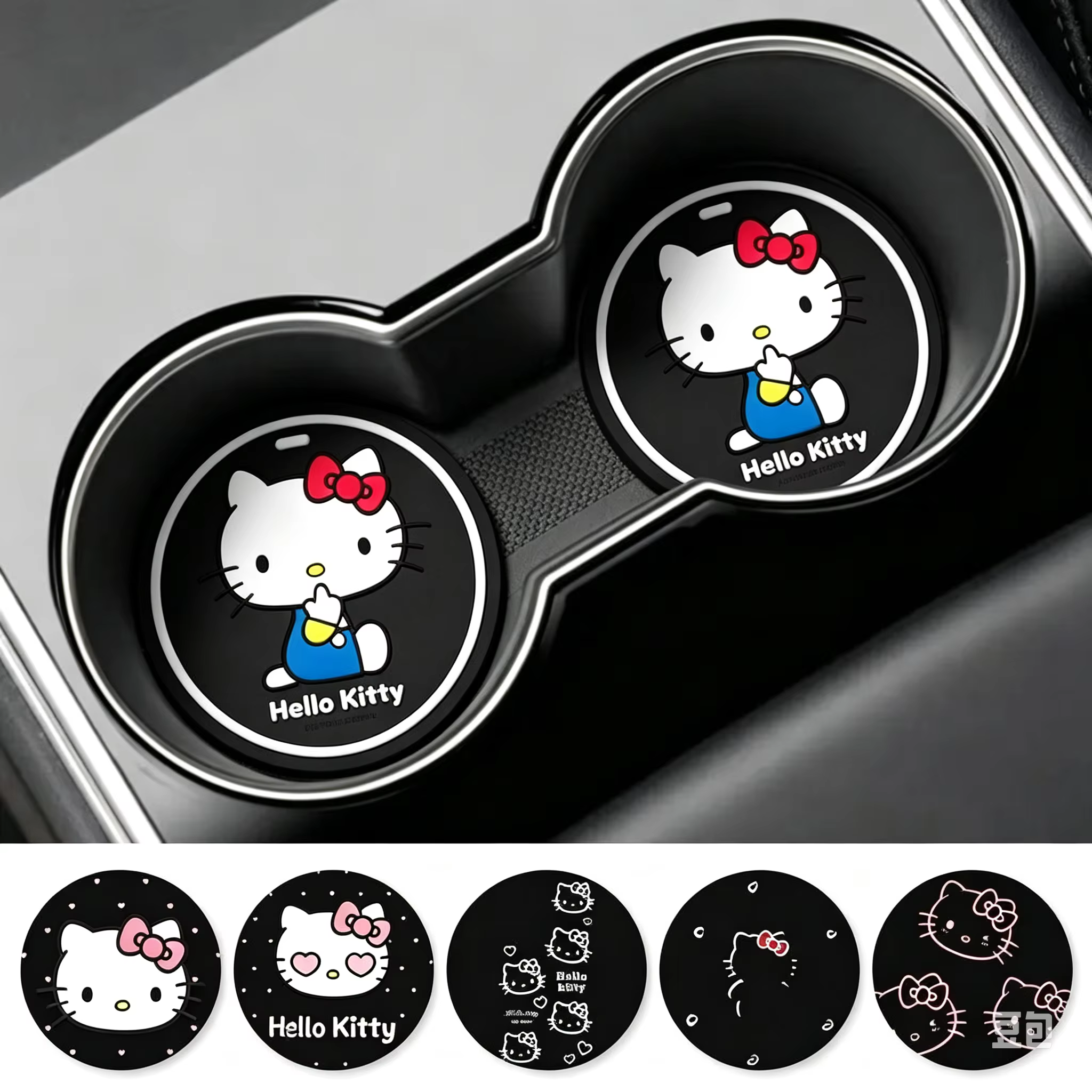 Sous-verre imprimé Hello Kitty pour porte-gobelet de voiture, dessin animé mignon, tapis absorbant pour boissons, accessoires intérieurs de voiture, usage quotidien, cadeau pour femme
