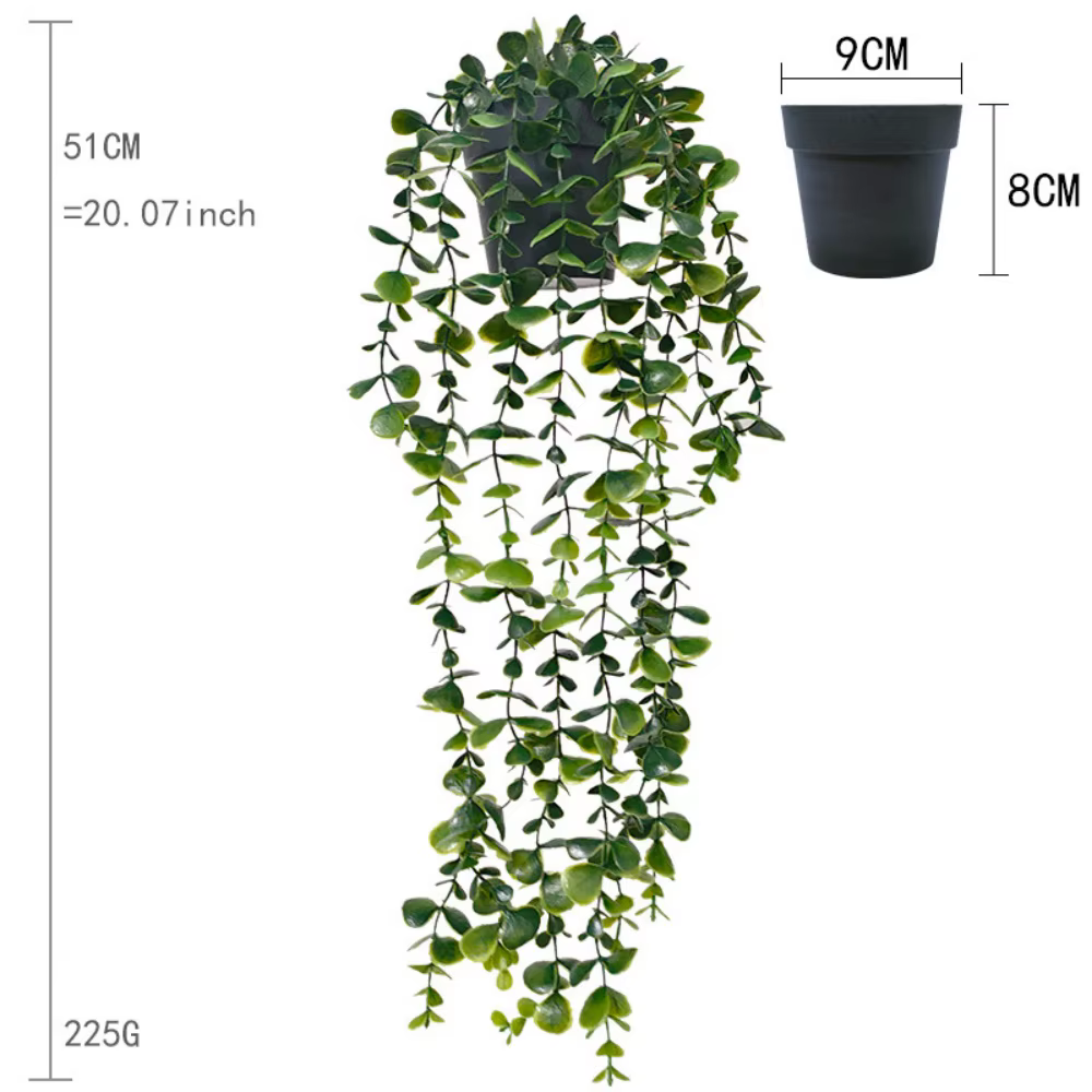 Plante artificielle suspendue au mur