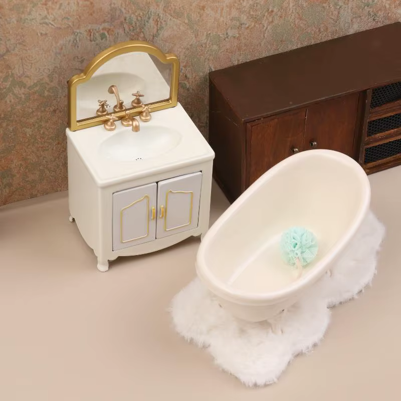 Baignoire Miniature pour maison de poupée, lavabo de toilette, modèle d'armoire, accessoires de meubles pour décoration de maison de poupée, jouet de jeu pour enfants, 1/12