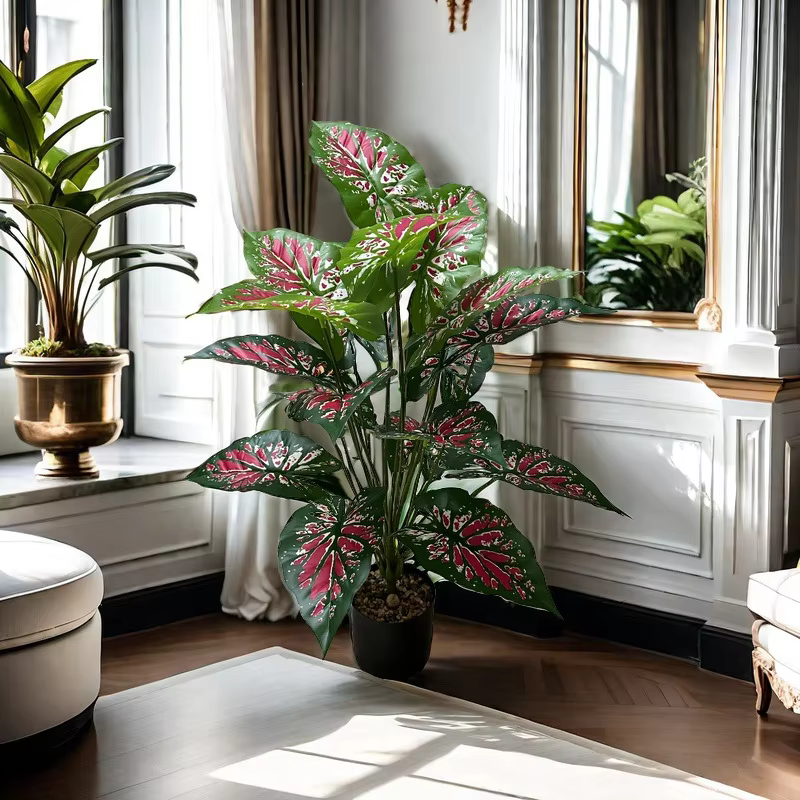 Artificial Alocasia Sarian Plant - Realistic Faux Potted Greenery for Indoor/Outdoor