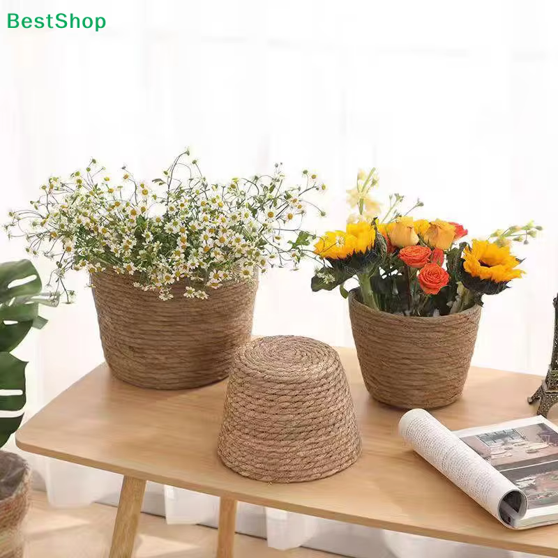 ♩ Pots à plantes en jonc de mer tressé à la main
