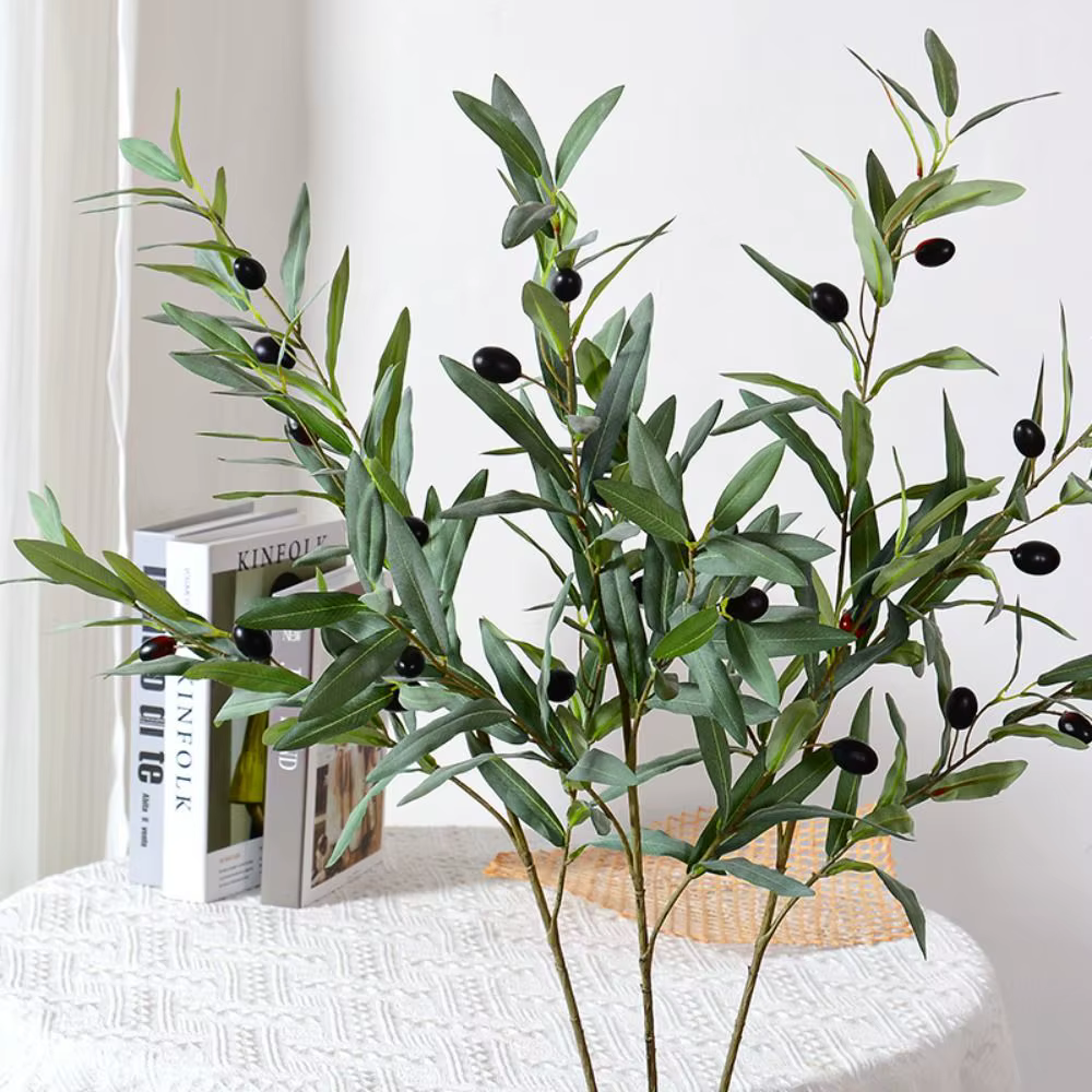 Arrangement floral, branche d'olivier artificielle à 4 branches