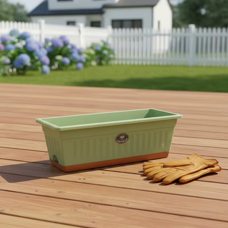 Boîte à fleurs rectangulaire en plastique avec drainage
