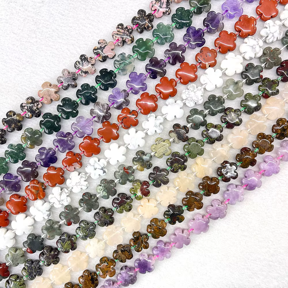 Pierre Naturelle en Forme de Fleur à Cinq Pétales, Agate Clip, Perles de 15mm, pour Fabrication de Bijoux, Fournitures de Direction