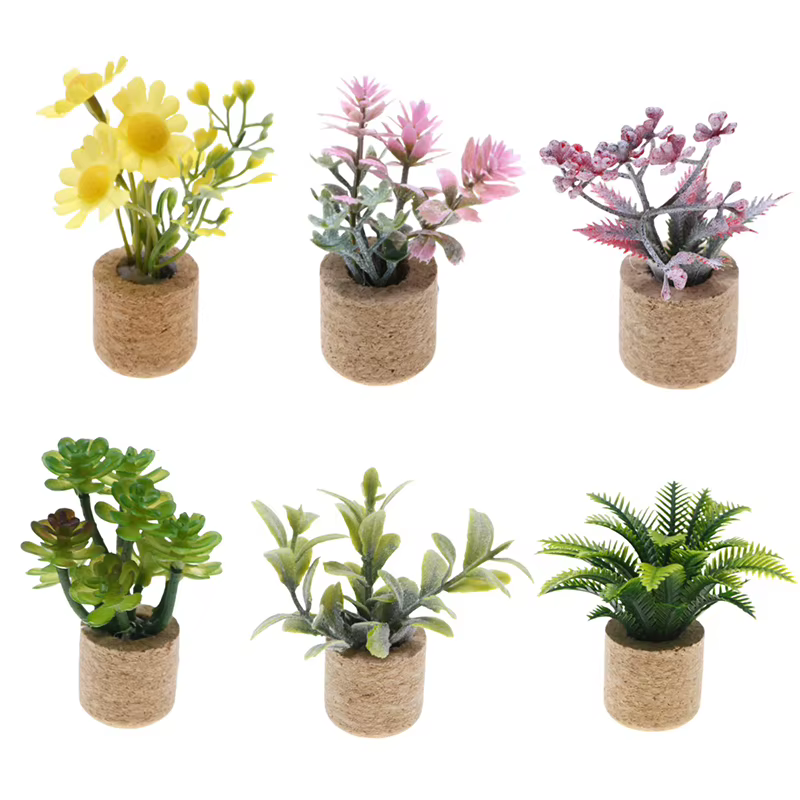 Maison de poupée 1:12, Simulation de plante florale en pot