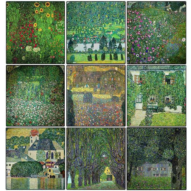 Klimt-Affiche de paysage de fleurs célèbres