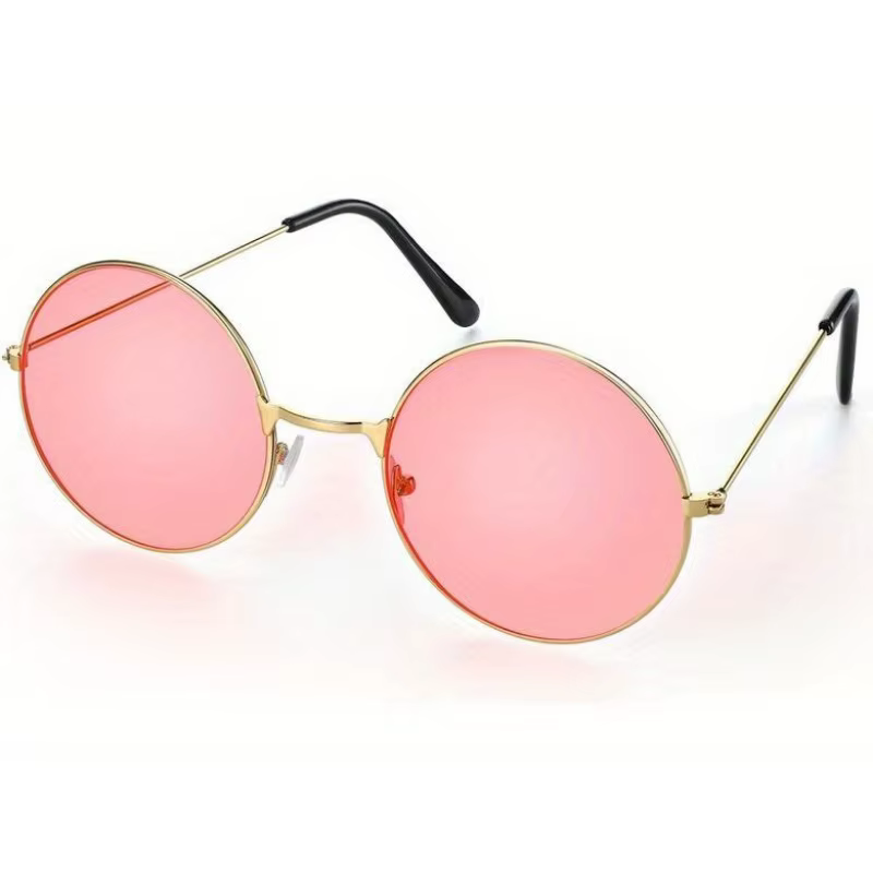 Ensemble de costumes Hippie, lunettes circulaires de Style années 60, collier avec signe de paix, bandeaux marguerite et tournesol, accessoire de Dressing, fête Hippie