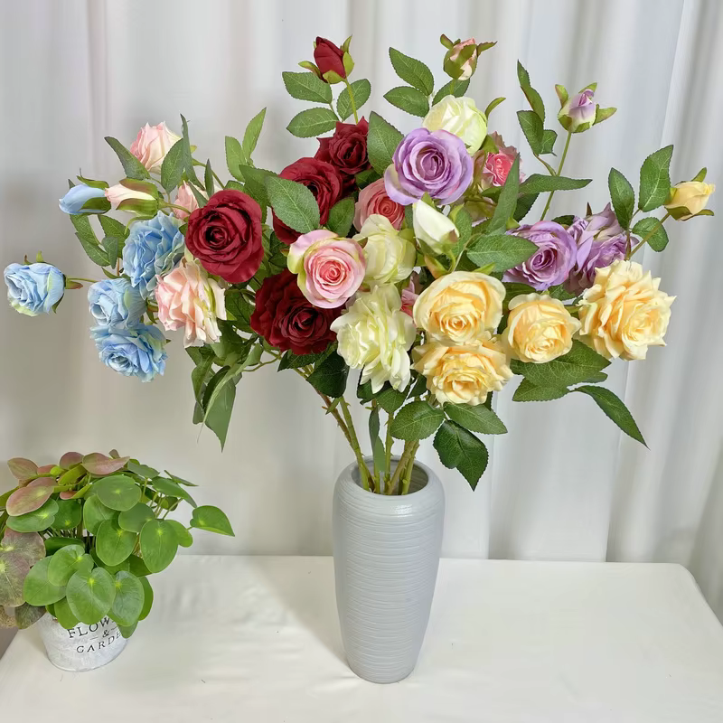 Nordique 5 têtes orchidée coeur corne Rose fleurs artificielles mariage soie fausse fleur Simulation Roses blanches branche décoration de jardin