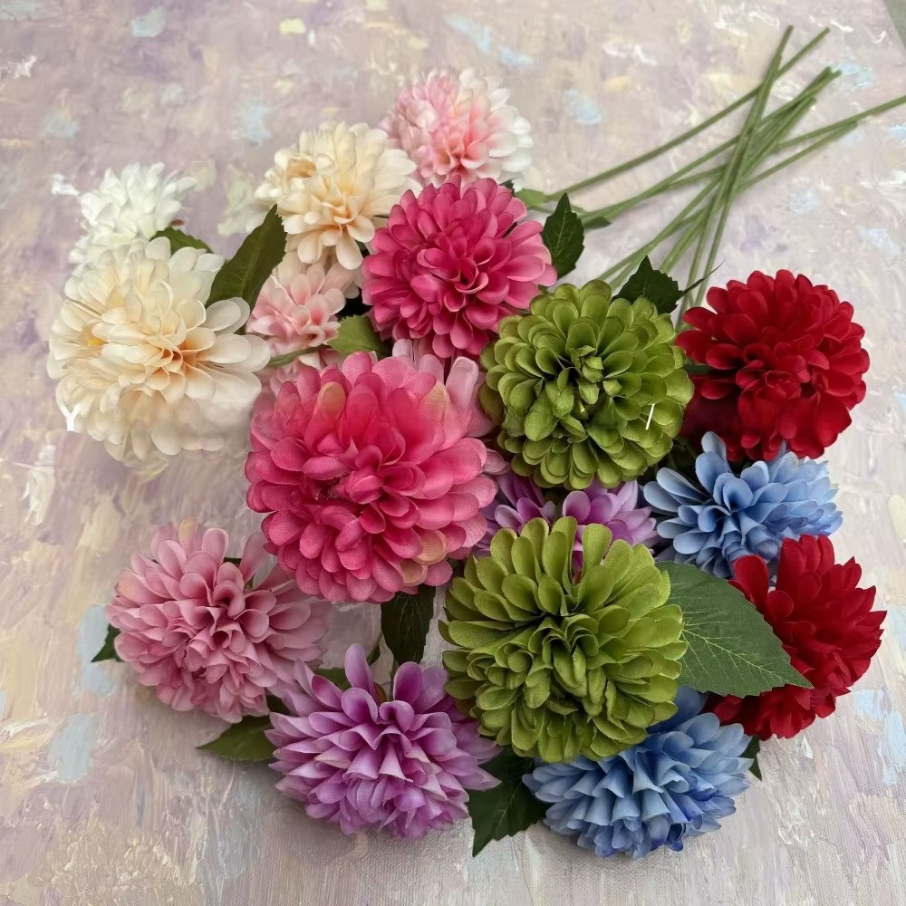 Nouveau bouquet de fleurs artificielles en soie Dahlia