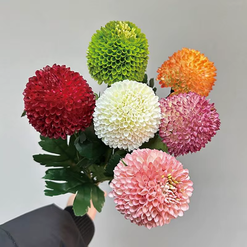 Fleur artificielle réaliste en forme de boule d'allium à tige unique