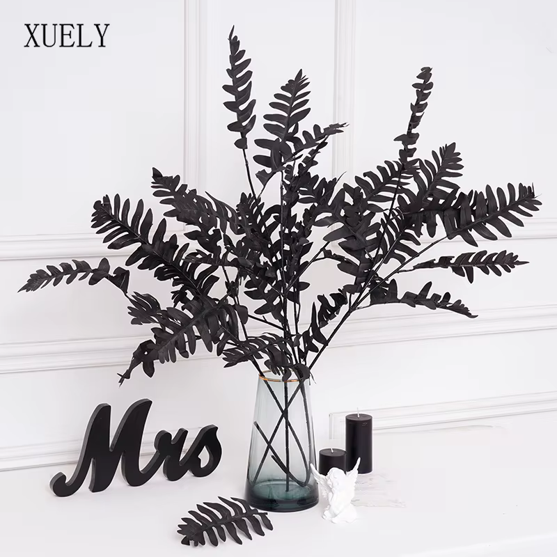 Feuilles de plantes artificielles en soie série noire