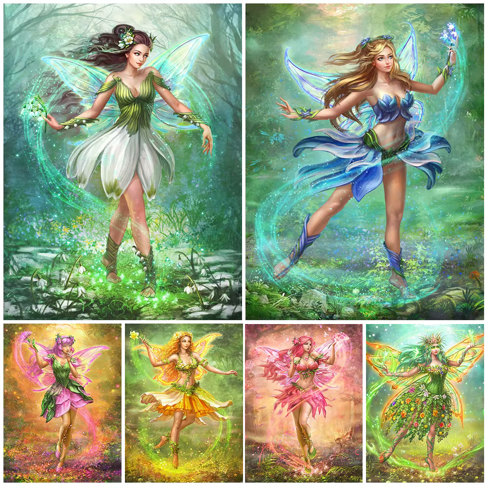 Affiche murale de féerique de fleur de dessin animé