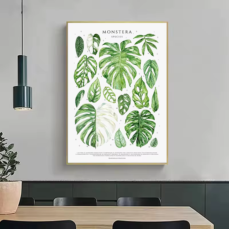 Affiche sur toile avec feuilles de plantes classiques