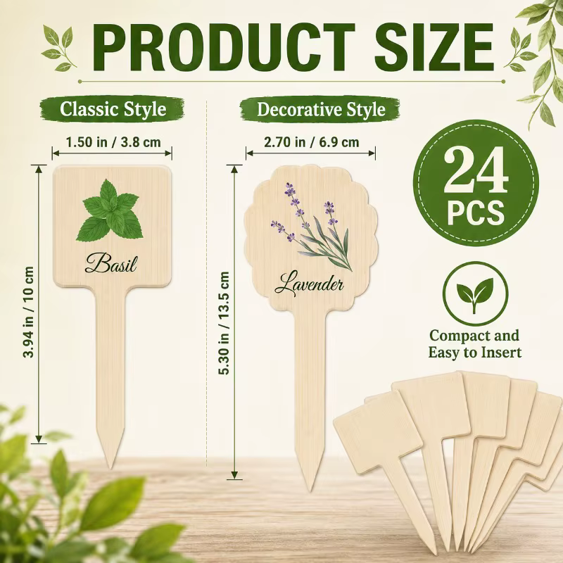Étiquettes de plantes en bois