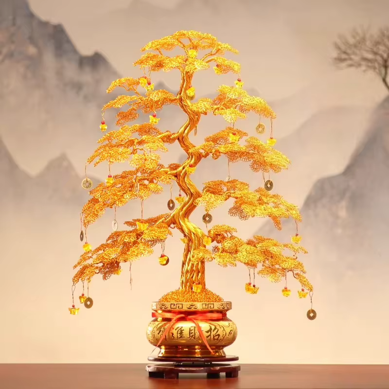 Arbre à argent tressé artisanal Feng Shui