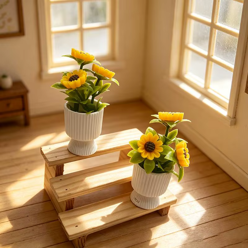 Ornement miniature de tournesol en pot