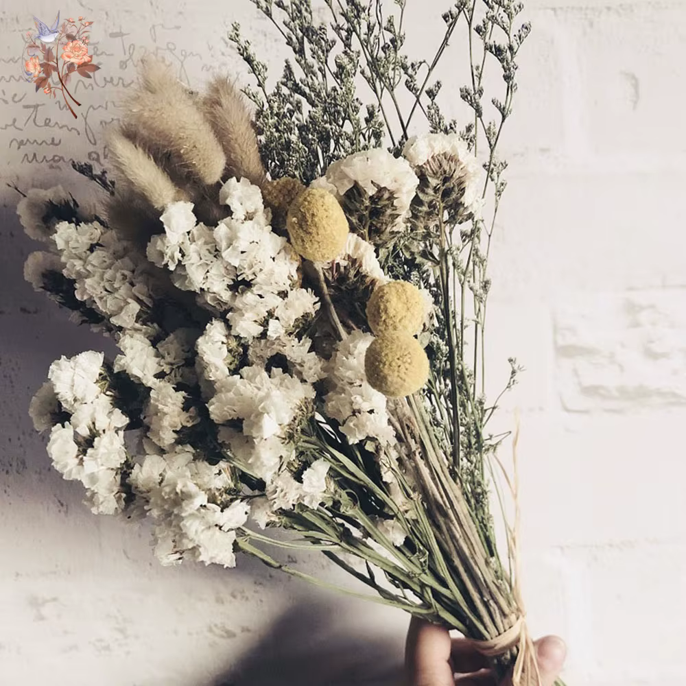 Rustique romantique oubliez-moi pas fleur queue de lapin herbe boule dorée fleurs séchées Arrangement décor à la maison Bouquets de mariage de mariée