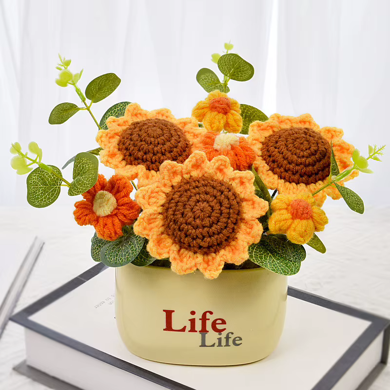 Bouquets de fleurs artificielles en crochet finis