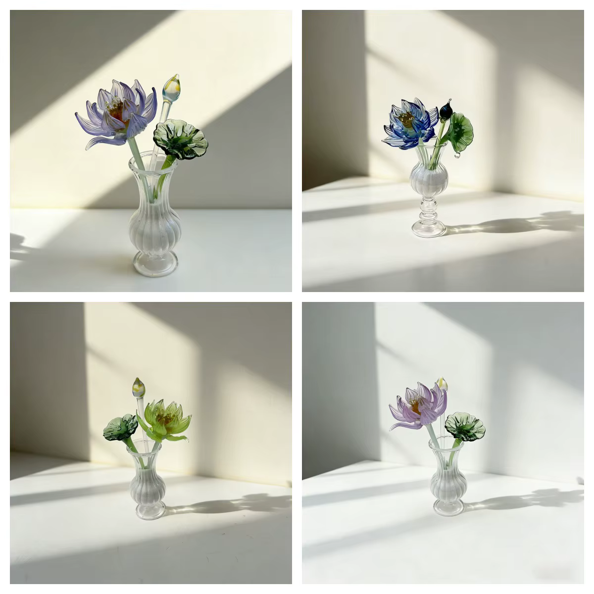 Mini décoration en verre en forme de fleur de lotus | Ornement