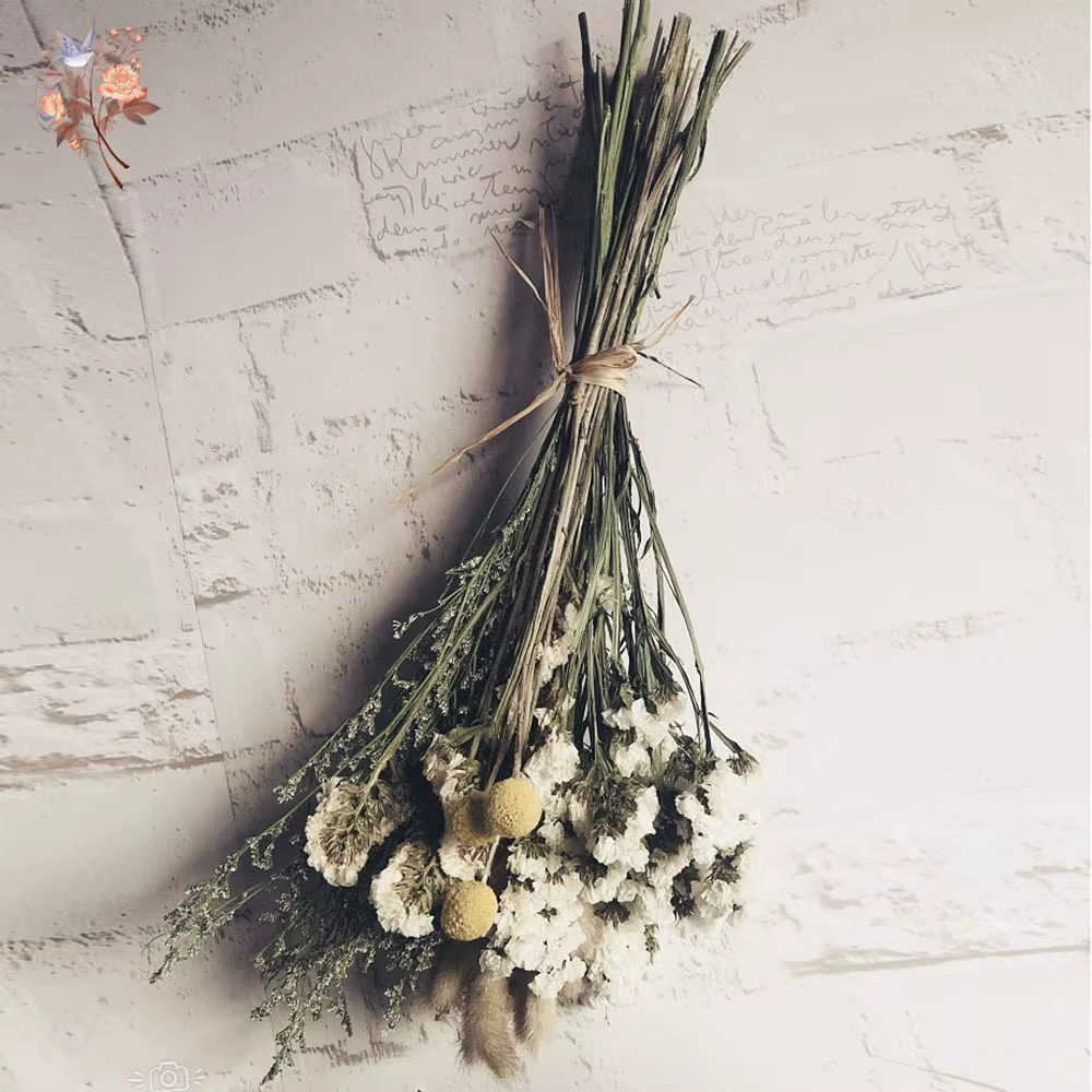 Rustique romantique oubliez-moi pas fleur queue de lapin herbe boule dorée fleurs séchées Arrangement décor à la maison Bouquets de mariage de mariée