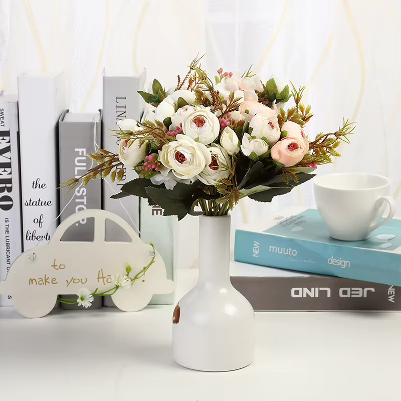 InjTea-Bouquet de roses artificielles vintage