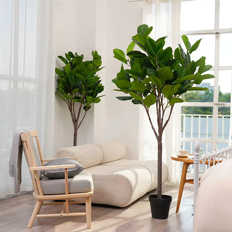 5.9ft Grand Artificiel Real Touch Vert Arbre En Caoutchouc avec Pot Plantes D'intérieur Accueil PRBalcony Décoration H209722-2097