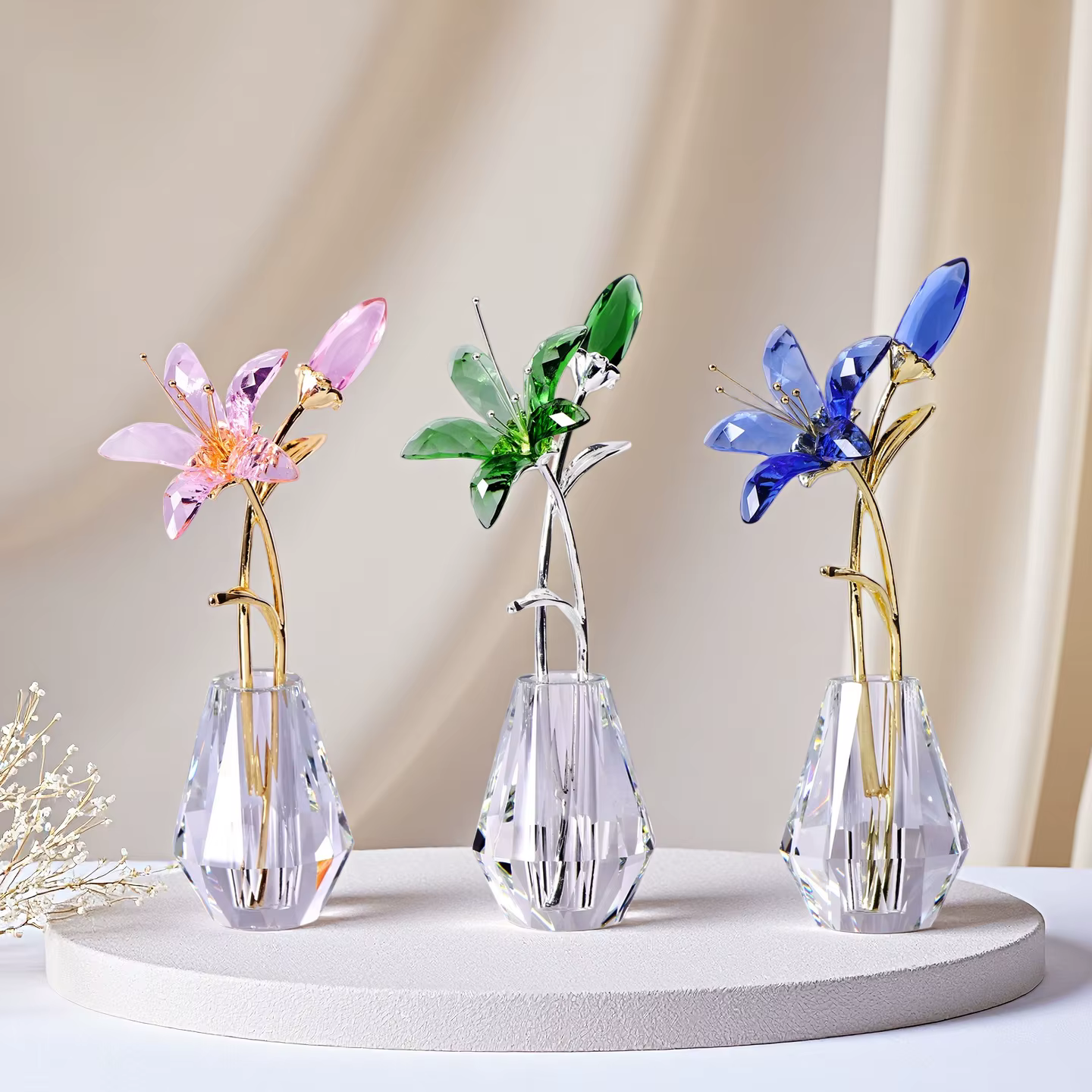 Ornement de fleur en cristal de luxe léger