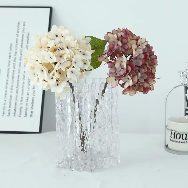 Fleurs artificielles soie peinture à l'huile hortensias européen rétro fausse fleur salon décoration Simulation bleu hortensia