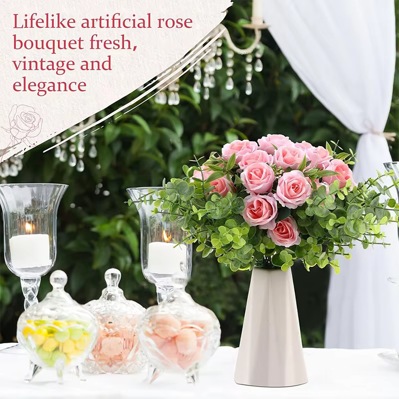 Bouquet de roses artificielles en soie