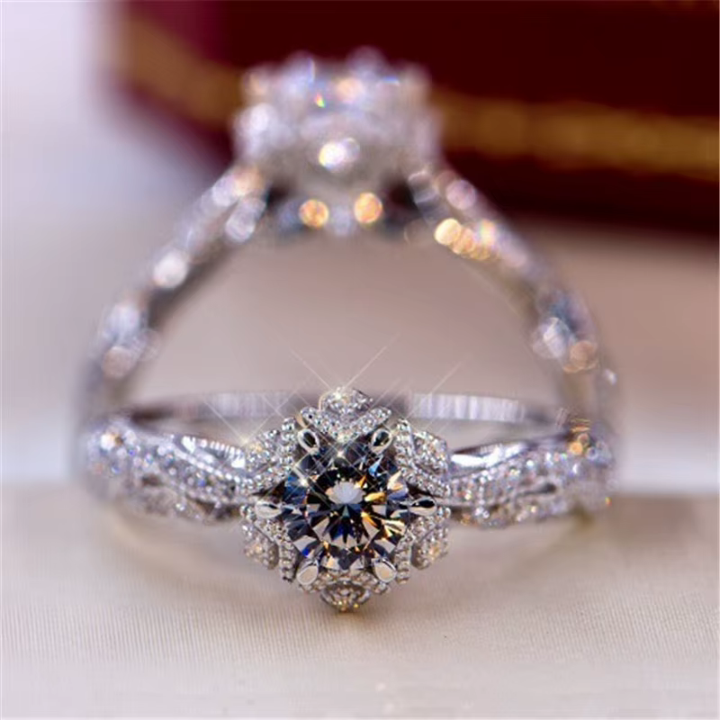 Bague fleur en argent Sterling 925 pour femmes, breloque brillante AAA CZ, bague de mariage, bijoux cadeau