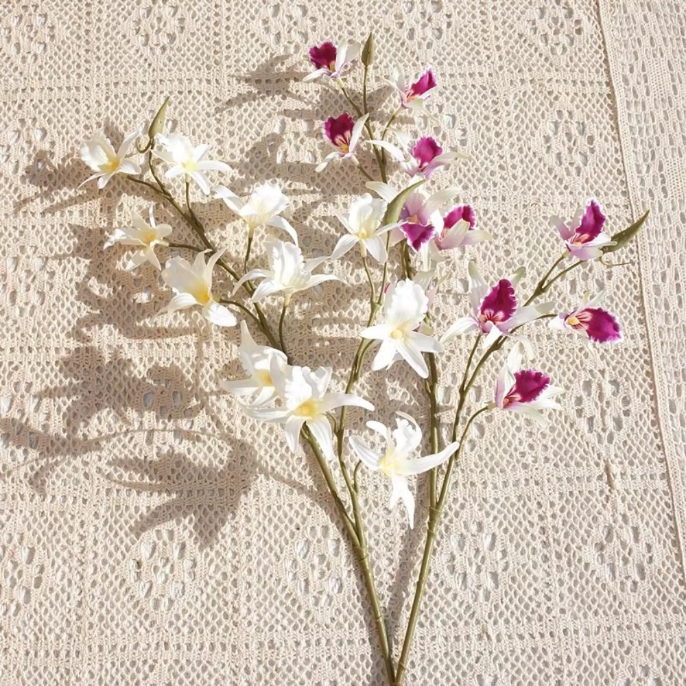 2 Branches d'Orchidées Artificielles Dendrobium à Toucher Réel