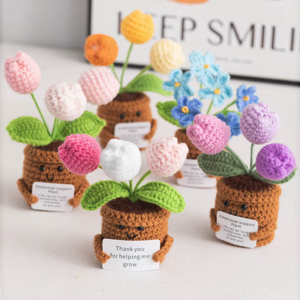 Plante en pot tricotée au crochet