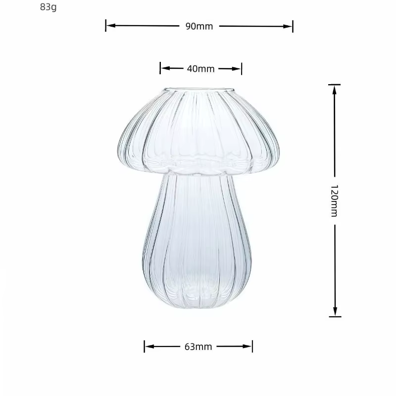 Vase Champignon Feng Shui en Verre pour Culture