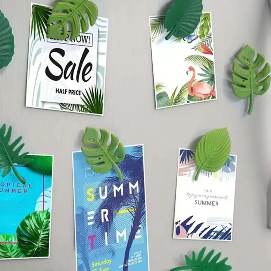 Aimants de réfrigérateur feuilles de plantes 3D