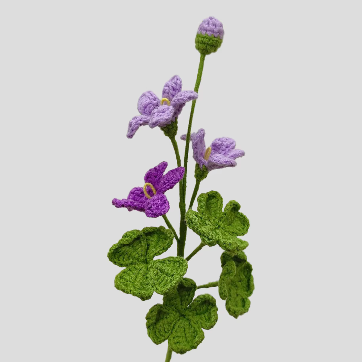 Bouquet de trèfles artificiels au crochet fait main - Décoration tissée pour la maison