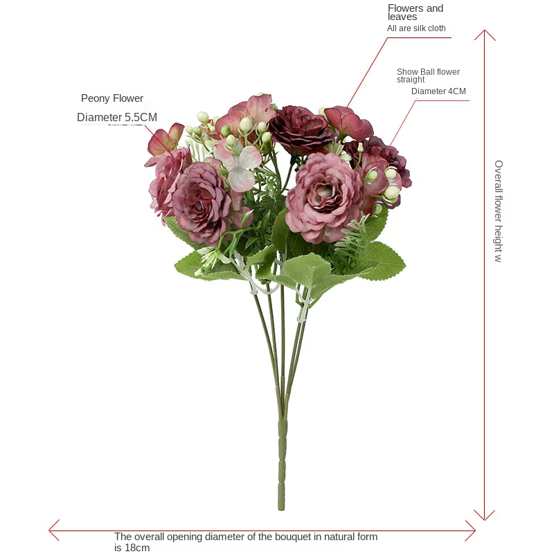Bouquet de fleurs artificielles en soie vintage